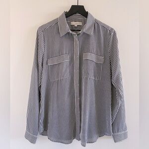 LOFT Striped Long Sleeve Button Down Utility Blouse